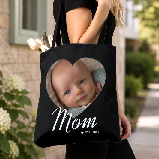 Mama hat Skript Herz Foto Schwarz erstellt Tasche