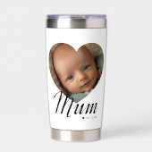 Mama hat Skript Herz Foto Weiß eingerichtet Thermobecher (Vorderseite)