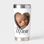 Mama hat Skript Herz Foto Weiß eingerichtet Thermobecher (Rückseite)