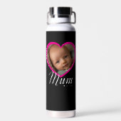 Mama hat Skript Rosa Herz Foto Schwarz eingerichte Trinkflasche (Rückseite)