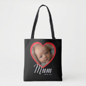 Mama hat Skript Rot Herz Foto Schwarz eingerichtet Tasche (Vorderseite)