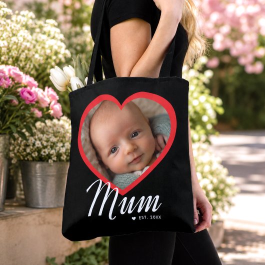 Mama hat Skript Rot Herz Foto Schwarz eingerichtet Tasche