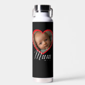 Mama hat Skript Rot Herz Foto Schwarz eingerichtet Trinkflasche (Vorne)