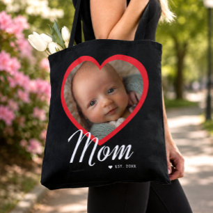 Mama hat Skript Rot Herz Foto Schwarz erstellt Tasche
