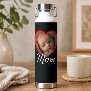 Mama hat Skript Rot Herz Foto Schwarz erstellt Trinkflasche