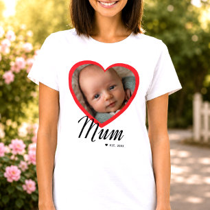 Mama hat Skript Rot Herz Foto Weiß eingerichtet T-Shirt