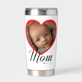Mama hat Skript Rot Herz Foto Weiß eingerichtet Thermobecher (Vorderseite)