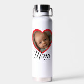 Mama hat Skript Rot Herz Foto Weiß eingerichtet Trinkflasche (Rückseite)
