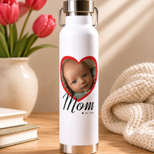 Mama hat Skript Rot Herz Foto Weiß eingerichtet Trinkflasche