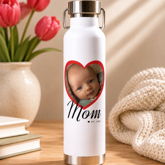 Mama hat Skript Rot Herz Foto Weiß eingerichtet Trinkflasche