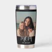 Mama hat Skript Schwarz 2 Foto eingerichtet Thermobecher (Vorderseite)