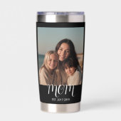 Mama hat Skript Schwarz 2 Foto eingerichtet Thermobecher (Rückseite)