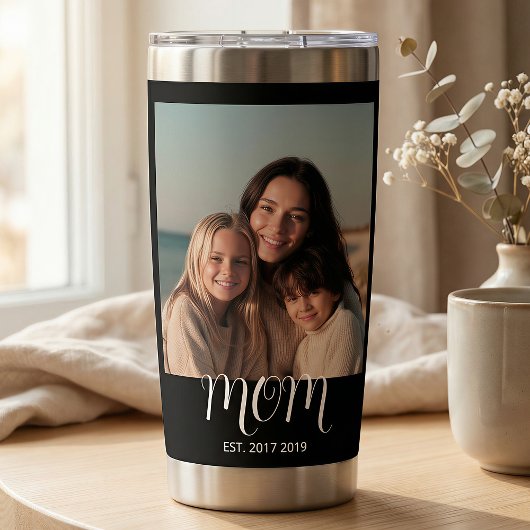 Mama hat Skript Schwarz 2 Foto eingerichtet Thermobecher