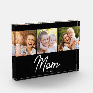 Mama hat Skript Schwarz 3 Bilder eingerichtet Fotoblock