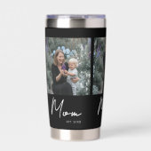 Mama hat Skript Schwarz 3 Foto eingerichtet Thermobecher (Vorderseite)