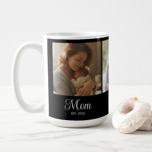 Mama hat Skript Schwarz 3 Foto Kaffeetasse (Mit Donut)