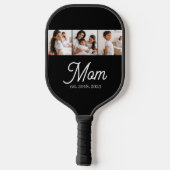 Mama hat Skript Schwarz 3 Foto Pickleball Schläger (Rückseite)