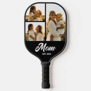Mama hat Skript Schwarz 3 Foto Pickleball Schläger