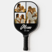Mama hat Skript Schwarz 3 Foto Pickleball Schläger (Rückseite)