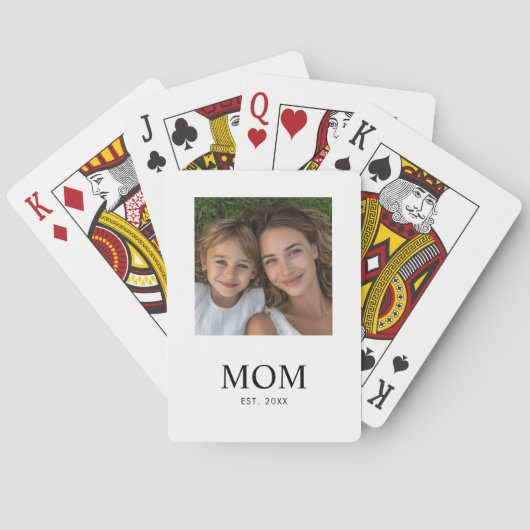 Mama hat Skript Schwarz Foto eingerichtet Spielkarten (Rückseite)