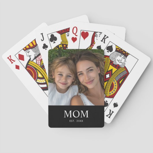 Mama hat Skript Schwarz Foto eingerichtet  Spielkarten (Rückseite)