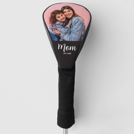 Mama hat Skript Schwarz Foto  Golf Headcover (Vorderseite)