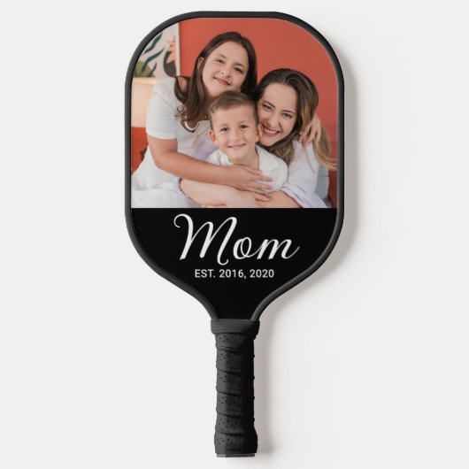 Mama hat Skript Schwarz Foto Pickleball Schläger (Vorderseite)