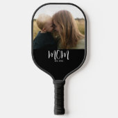 Mama hat Skript Schwarz Foto Pickleball Schläger (Vorderseite)
