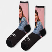 Mama hat Skript Schwarz Foto Socken (Linkes Detail)