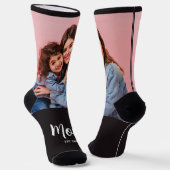 Mama hat Skript Schwarz Foto Socken (Gewinkelt)