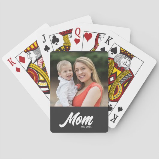 Mama hat Skript Schwarz Foto Spielkarten (Rückseite)