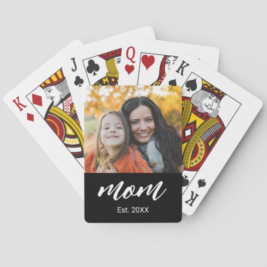 Mama hat Skript Schwarz Foto Spielkarten (Rückseite)