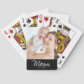 Mama hat Skript Schwarz Foto Spielkarten (Rückseite)
