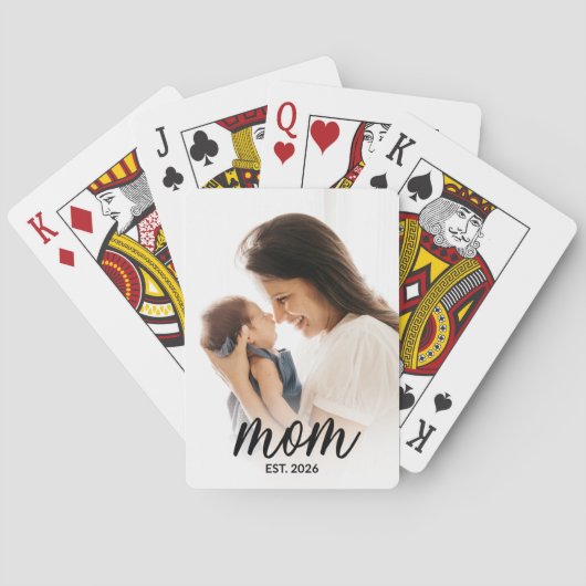 Mama hat Skript Schwarz Foto Spielkarten (Rückseite)