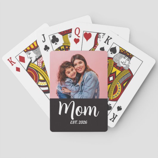 Mama hat Skript Schwarz Foto Spielkarten (Rückseite)