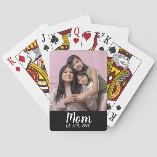 Mama hat Skript Schwarz Foto Spielkarten (Rückseite)