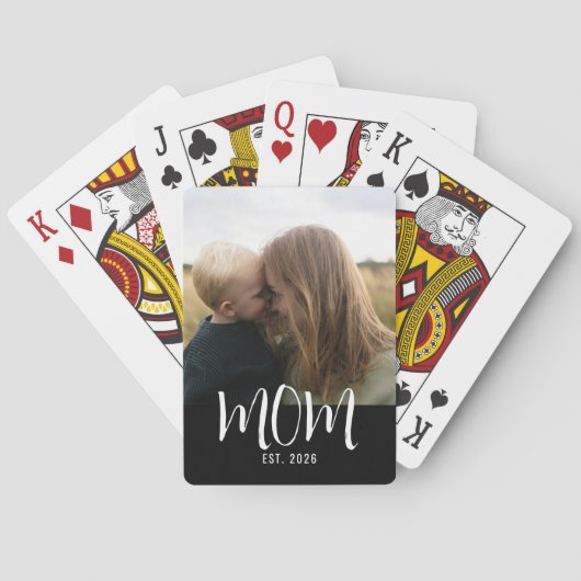 Mama hat Skript Schwarz Foto Spielkarten (Rückseite)