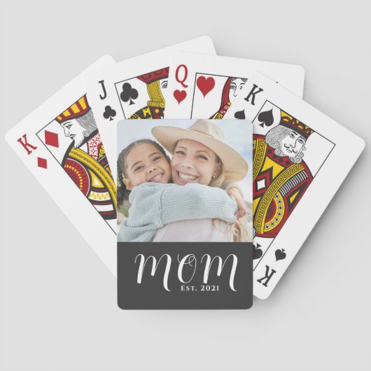 Mama hat Skript Schwarz Foto Spielkarten (Rückseite)