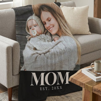 Mama hat Weiße Typografie-Foto-Geschenk gegründet Fleecedecke