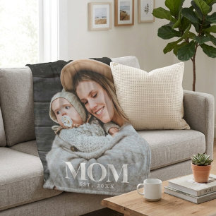 Mama hat Weiße Typografie-Foto-Geschenk gegründet Fleecedecke