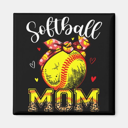 Mama Headband Leopard Softball Ball Mütter Day Mam Magnet (Vorne)