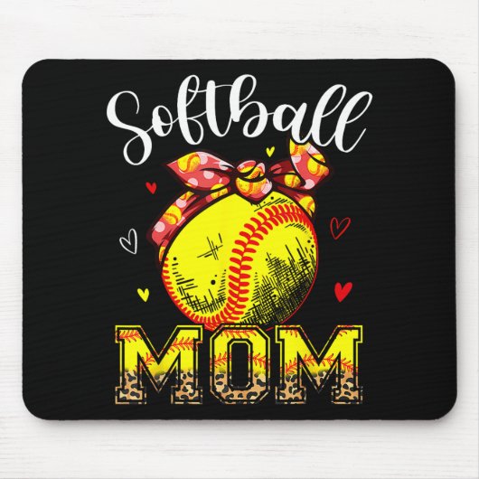 Mama Headband Leopard Softball Ball Mütter Day Mam Mousepad (Vorne)