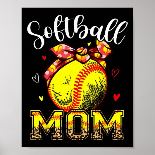 Mama Headband Leopard Softball Ball Mütter Day Mam Poster (Vorne)