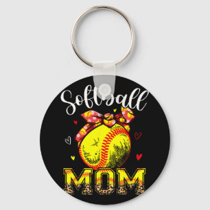 Mama Headband Leopard Softball Ball Mütter Day Mam Schlüsselanhänger