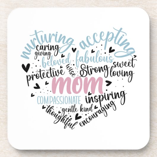 Mama Heart Strong Kümmern Getränkeuntersetzer (Vorderseite)