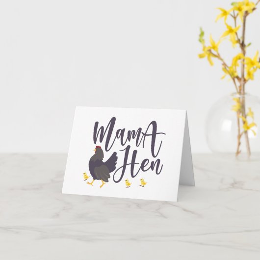Mama Hen, Hühnchen Lover BLANK Karte (Gelbe Blume)