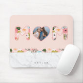 MAMA Herz Foto Rahmen Blumenmuster & Marmor Rosa Mousepad (Mit Mouse)