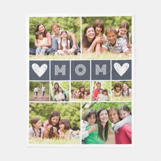 Mama Herz-FotoCollage Fleecedecke (Vorderseite)