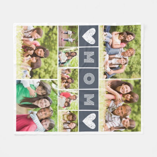 Mama Herz-FotoCollage Fleecedecke (Vorderseite (Horizontal))