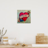 "Mama" Herz Tattoo Art Poster Print (Küche)